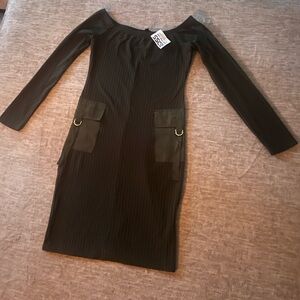 Elegant Olive Green Off-Shoulder Dress